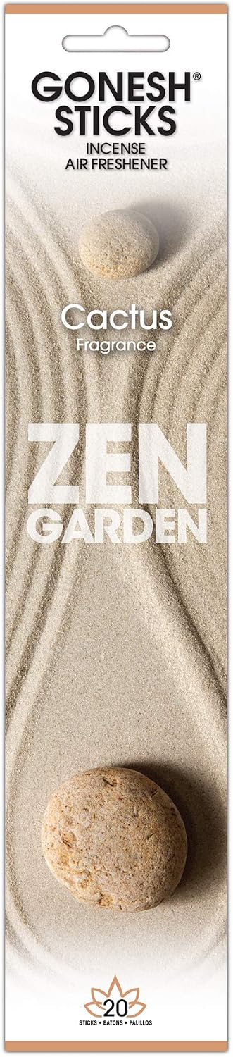 Gonesh Zen Garden Collection - Incense Sticks Variety Pack - Non-Toxic 10” Slow Burn Aromatic Sticks - Agave, Ocean, Cactus, Peppermint - 20 Sticks Each