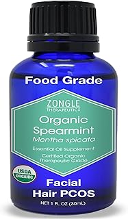 Organic, Spearmint Oil, Food, Grade, for Facial Hair, PCOS, Hair Removal – 100% Pure, Therapeutic, Spearmint Essential Oil, by Zongle Therapeutics, 1 OZ