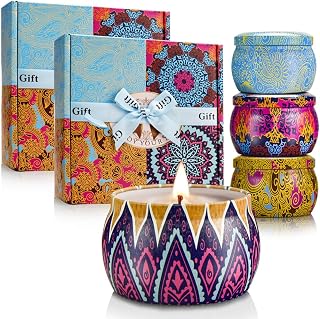 Candle Gift Set Bundle for Women, 2 Sets of 4 Scented Candles (8 Total), 8% Essential Oils, 240H Long Burning Aromatherapy Candles for Home