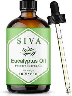 Siva Eucalyptus Essential Oil - 4 Fl Oz – 100% Natural Eucalyptus Oil - for Diffuser, Face, Skin Care, Aromatherapy, Hair Care, Scalp and Body Massage - with Dropper
