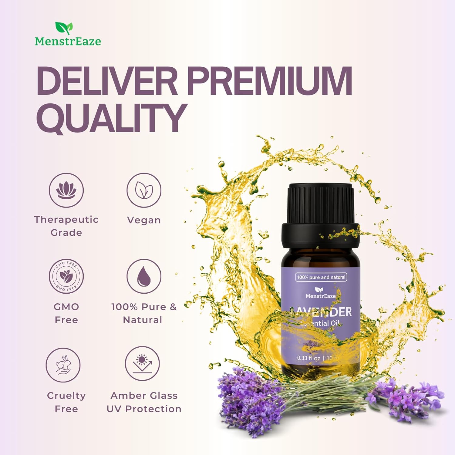 Lavender Essential Oil for Skin and Hair, 100% Pure & Natural Therapeutic Grade, Skin Safe & Ready to Use for Massage, Better Sleep, Aromatherapy, & Diffuser, High Potency, 10ml