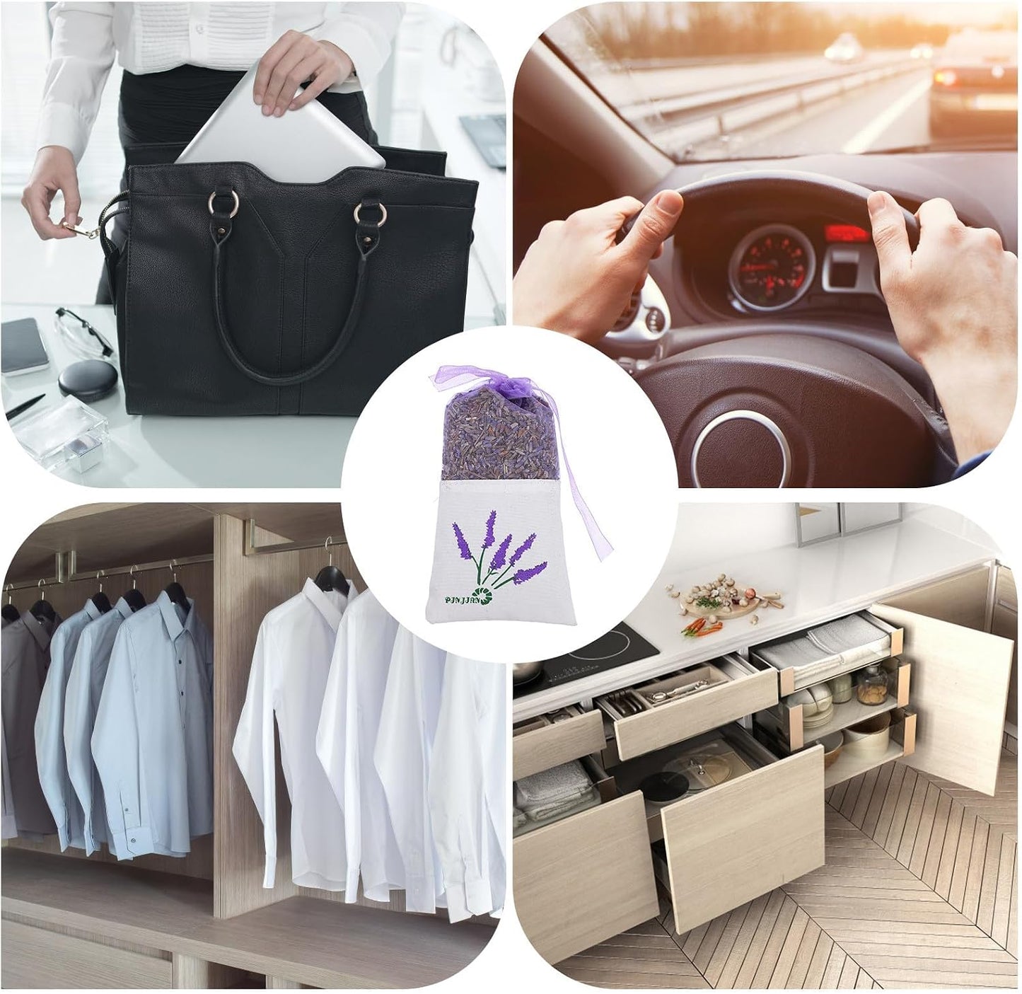 MAGICLULU 6pcs Lavender Scented Sachet Bags Fabric Air Freshener for Drawer and Suitcase, Portable Fragrant Sachets that Keep Clothes Smelling Fresh and Pleasant