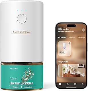 Essential Oil Diffuser for Home, Smart Waterless Aromatherapy Diffuser SF101S Pro, Plug in Room Scent with Timer & 120-Day Natural Aroma – Free 30ml Blue Gum Eucalyptus(Teal Green)
