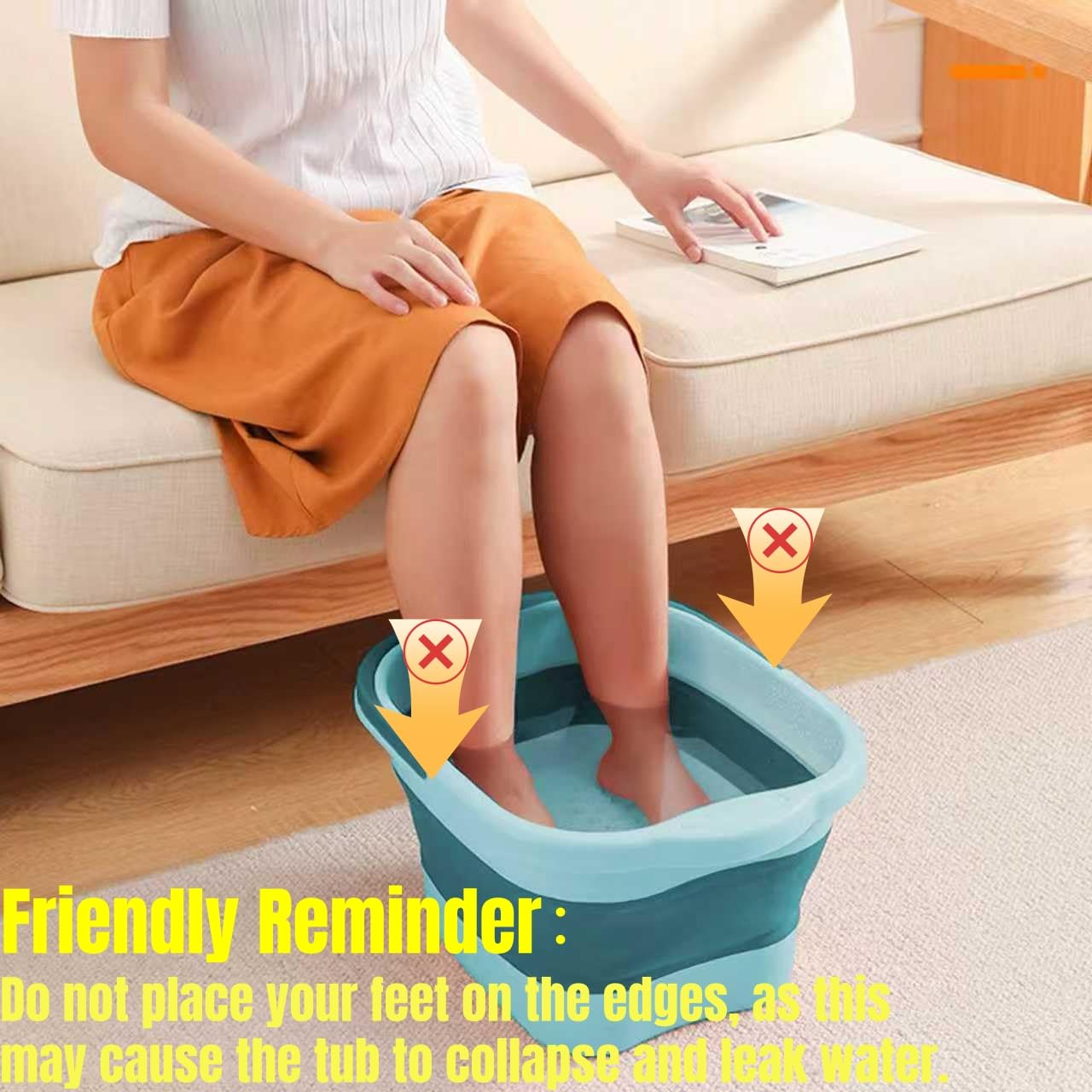 Foot Bath 15L(4 GL) Collapsible Foot Soak Tub with Handle, Foot Spa Bath Massager Foot Soaking for Dry Cracked Feet, Plastic Foot Bucket