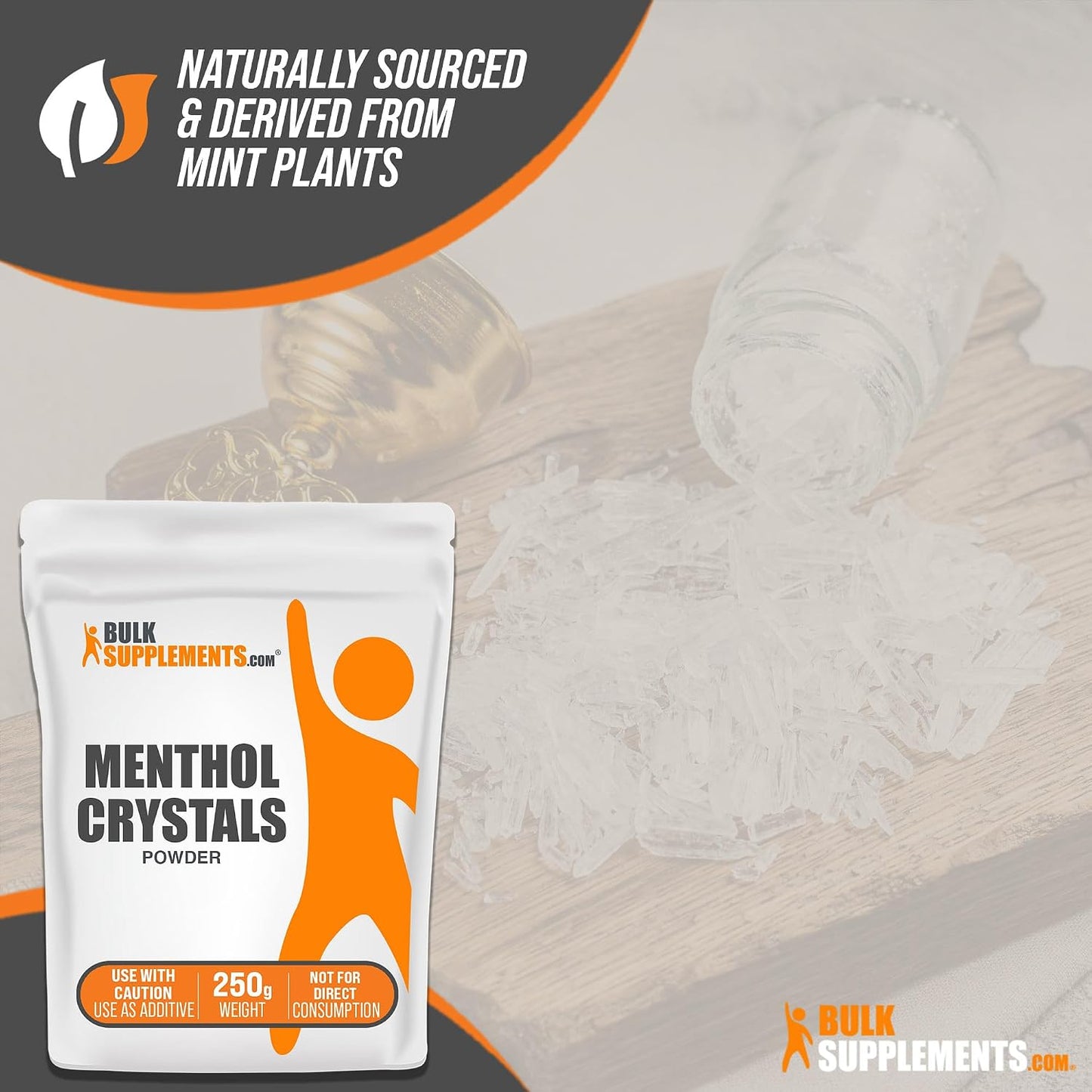 BulkSupplements.com Menthol Crystal - Natural Menthol Crystals - Menthol Crystals for Soap Making, for Shower Steamers Aromatherapy - Pure & Gluten Free, 250g (8.8 oz)