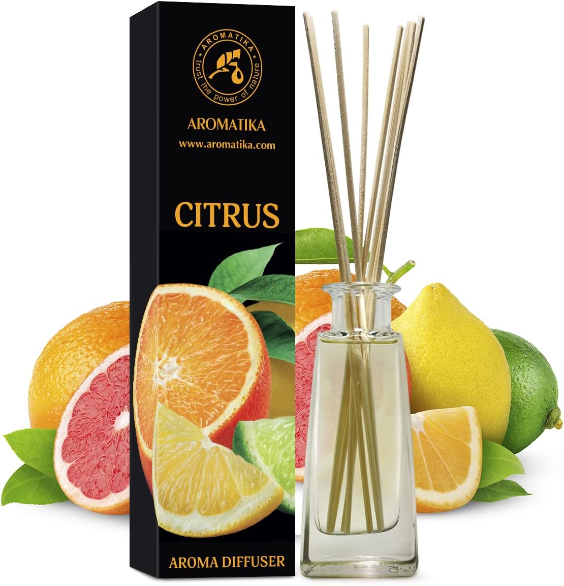 Citrus Reed Diffuser 3.4 Fl Oz (100ml) Room - Fragrance Oil Reed Diffuser with Rattan Sticks - Room Freshener - Relaxation Fragrance - Scented Diffusers - Fragrance