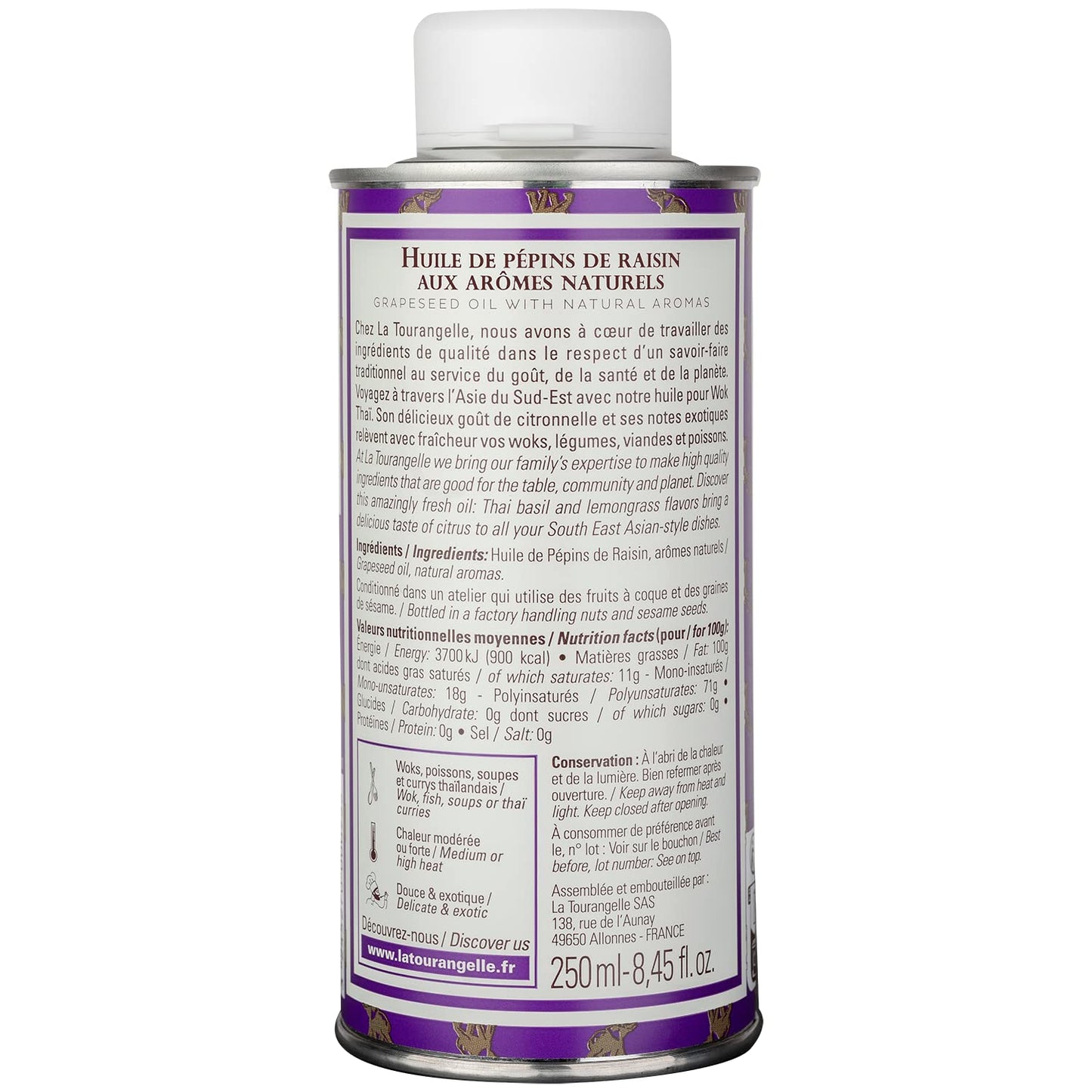 La Tourangelle - Exotic Grapeseed Thai Wok Oil - Fresh And Bold - 250 ml