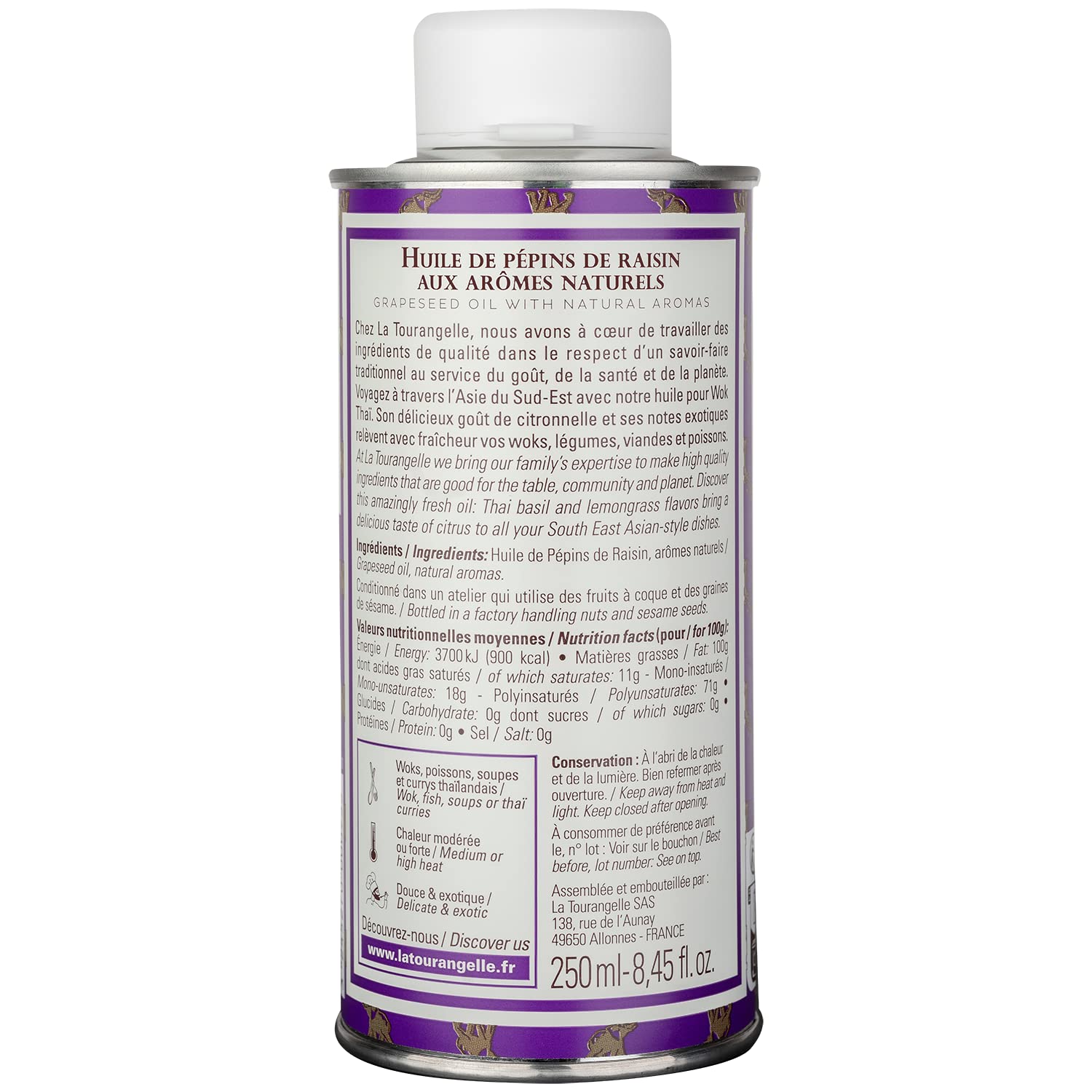 La Tourangelle - Exotic Grapeseed Thai Wok Oil - Fresh And Bold - 250 ml