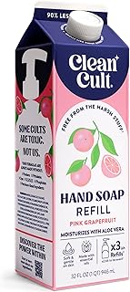 Cleancult Liquid Hand Soap Refill - Pink Grapefruit- Moisturizes Dry & Sensitive Skin - Made with Aloe Vera & Essential Oils - Eco Friendly - Paper-Based Packaging - 32 oz/1 Pack