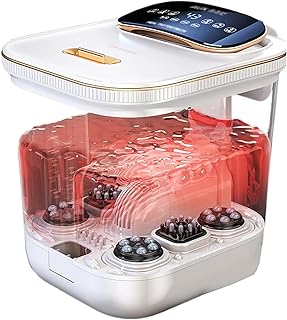 Foot Spa Bath Massager with Heat, Red Light Therapy, Temperature Control & Bubbles for Relaxing Tired Feet and Relieving Muscle Pain