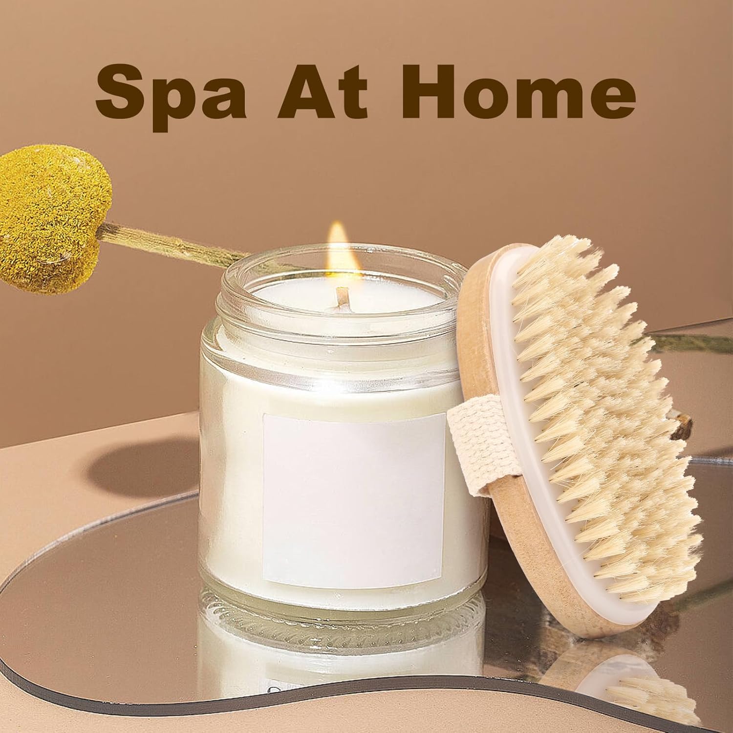 2Pcs Natural Bristle Exfoliating Brush, Body Scrubber for Lymphatic Drainage, Blood Circulation, Wet and Dry Brush, Deep Exfoliation for Smooth Skin