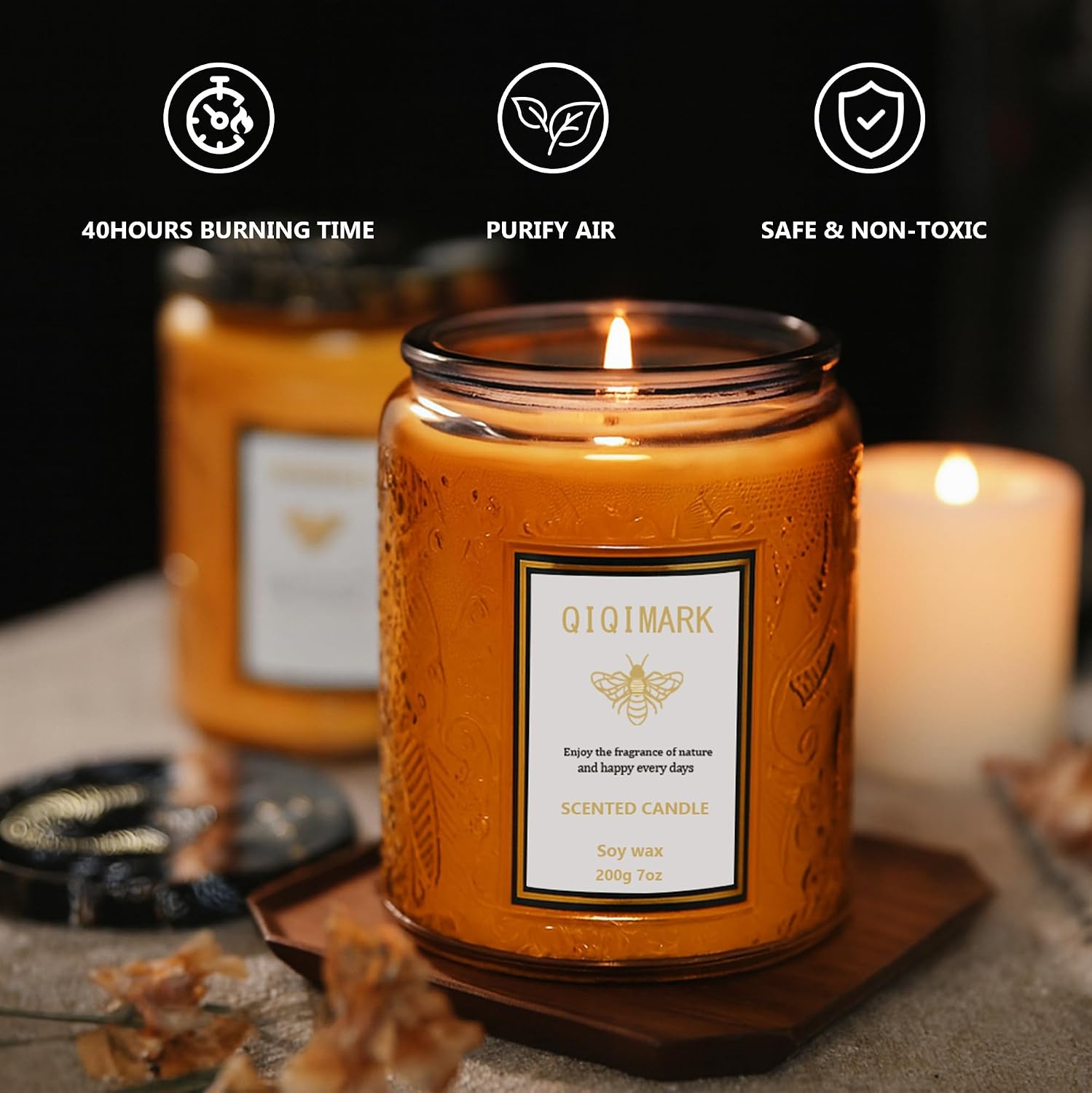 Positive Energy Candle Gift for Women, 6 Pack Yellow Jar Scented Soy Candles, Home Fragrance Set for Happiness & Relaxation, Birthday Gifts, Cozy Room Decor Candle Set