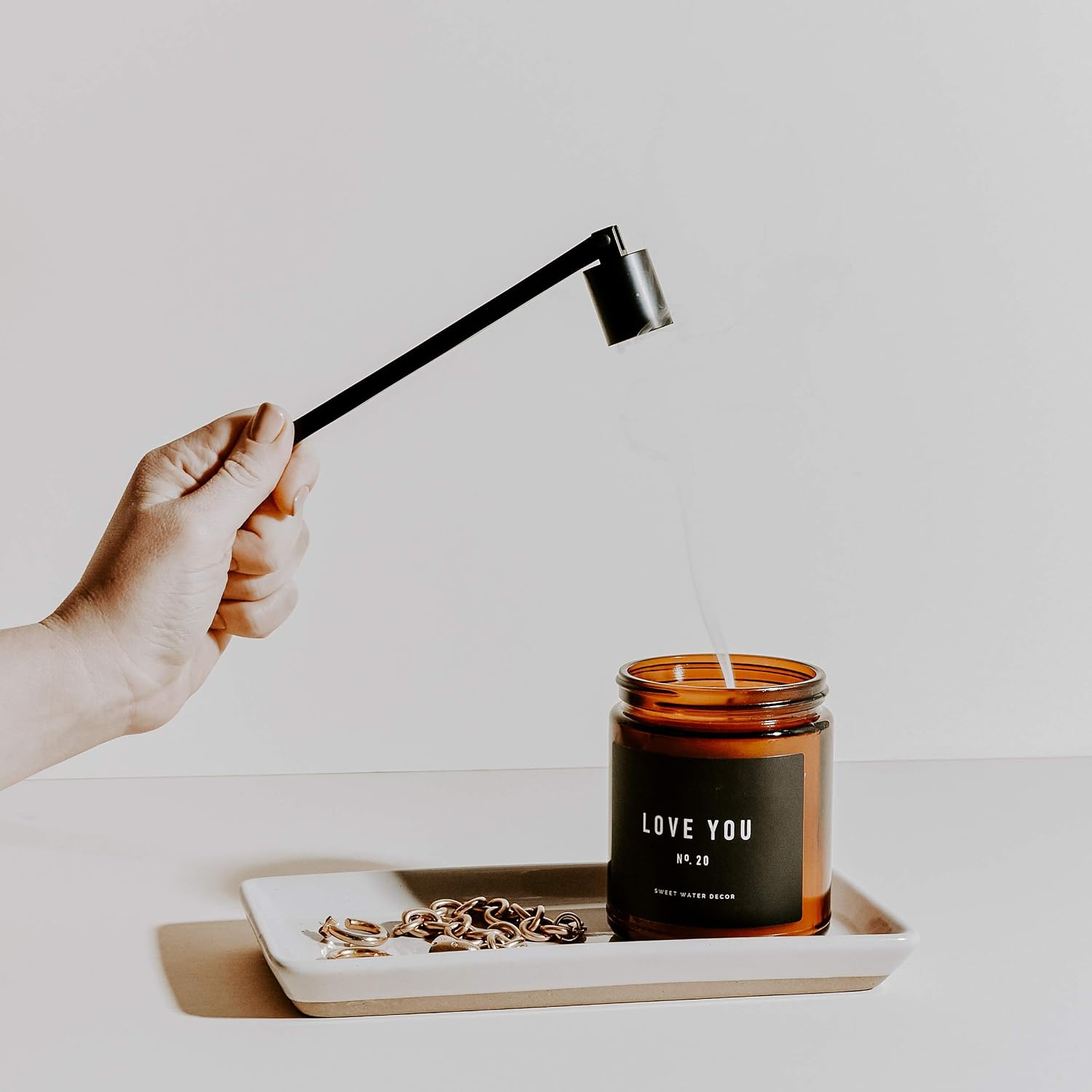 Sweet Water Decor Candle Care Kit | Matte Black Candle Accessory Set Includes Wick Trimmer, Wick Dipper, and Bell Snuffer Tools with Drawstring Bag for Candle Lovers (Matte Black)