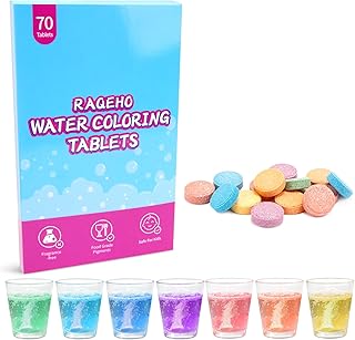 Colorful Bath Tablets, Water Coloring BathBomb, Fizzy, Fragrance Free & Non Toxic, Coloring Potion Tablets Spa Bath Stuff Science Experiments BathAccessories, 70 Count