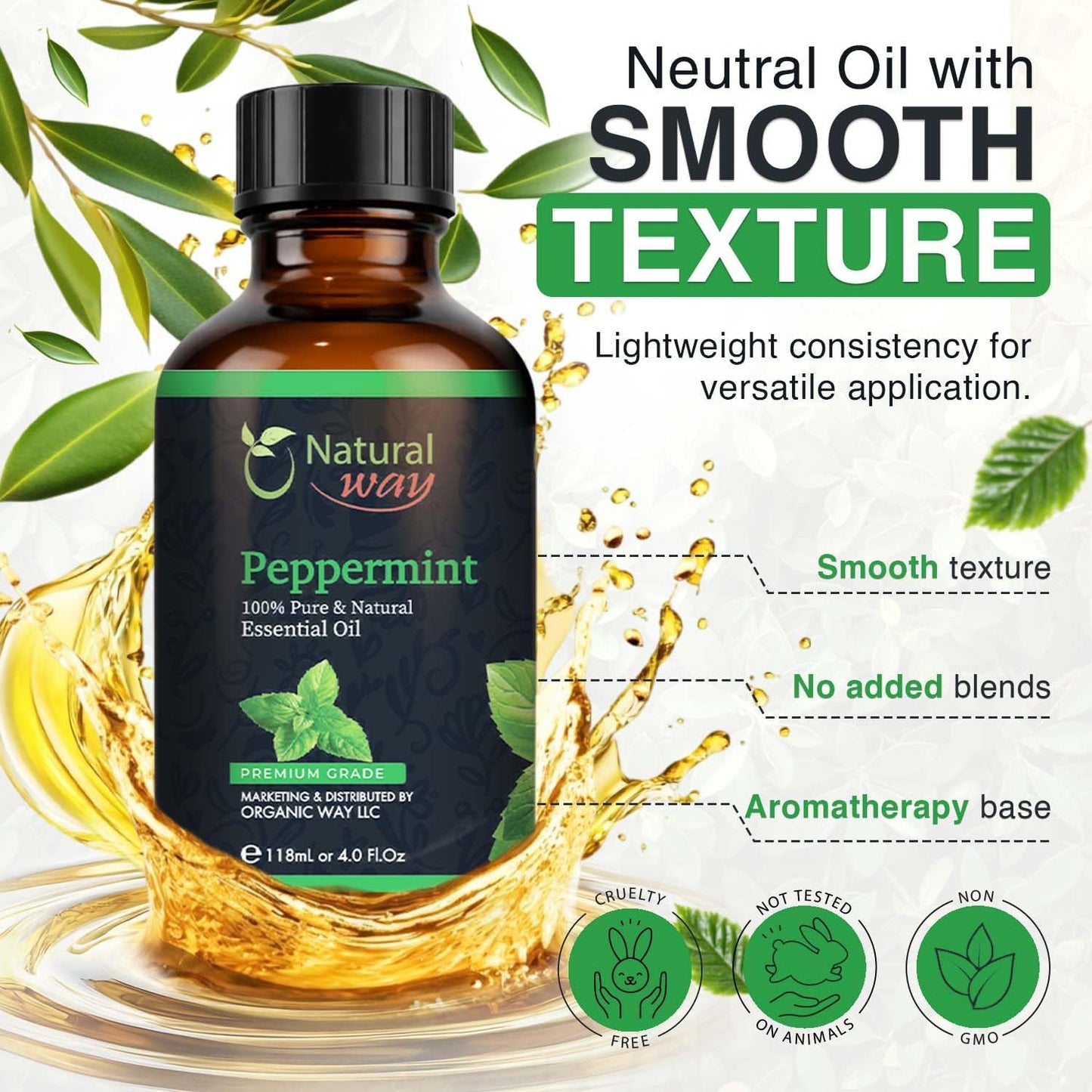 Peppermint Essential Oil - Pure Aromatherapy Oil for Diffusers, Hair Growth, Skin, Scalp Care, Massage | Refreshing Hair Oil for Women & Men | Essential Oil for Diffuser | 4 Fl Oz (118 mL)