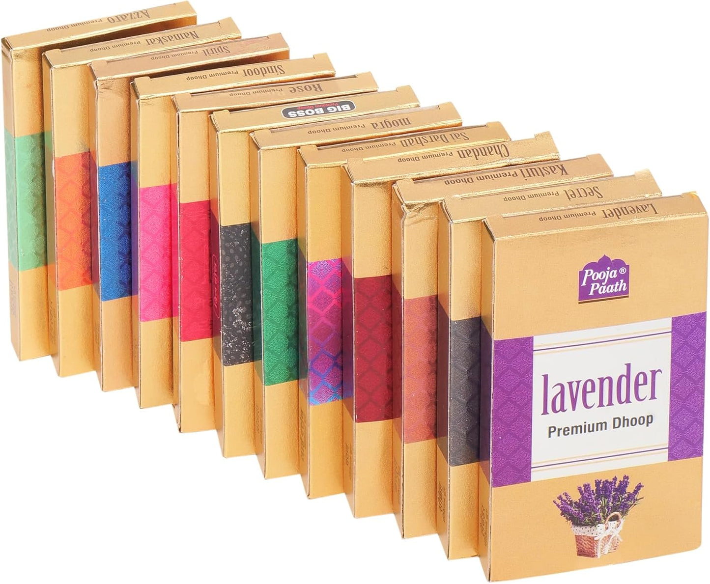 Premium Dhoop Incense Sticks Set with Stand, 12 Fragrances, 108 Sticks Total, Includes Secret, Spirit, Lavender, Rose, Chandan and More by Hashcart