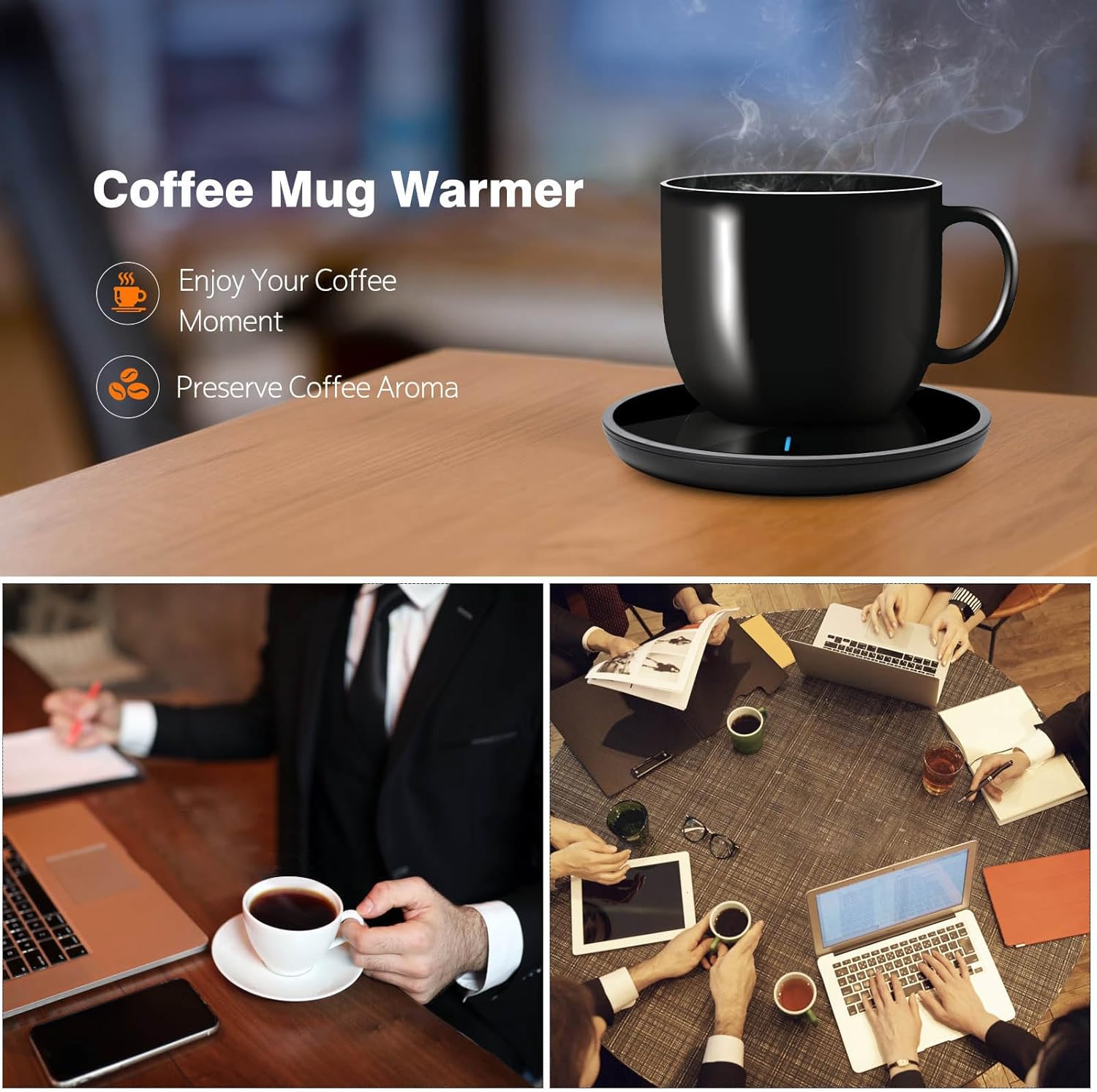 Lesipee Coffee Mug Warmer with Auto Sensor, Smart Coffee Cup Warmer for Desk, Electric Beverage Warmer Plate, Coffee Warmer Auto Shut Off, Candle Warmer for Office Home for Friends