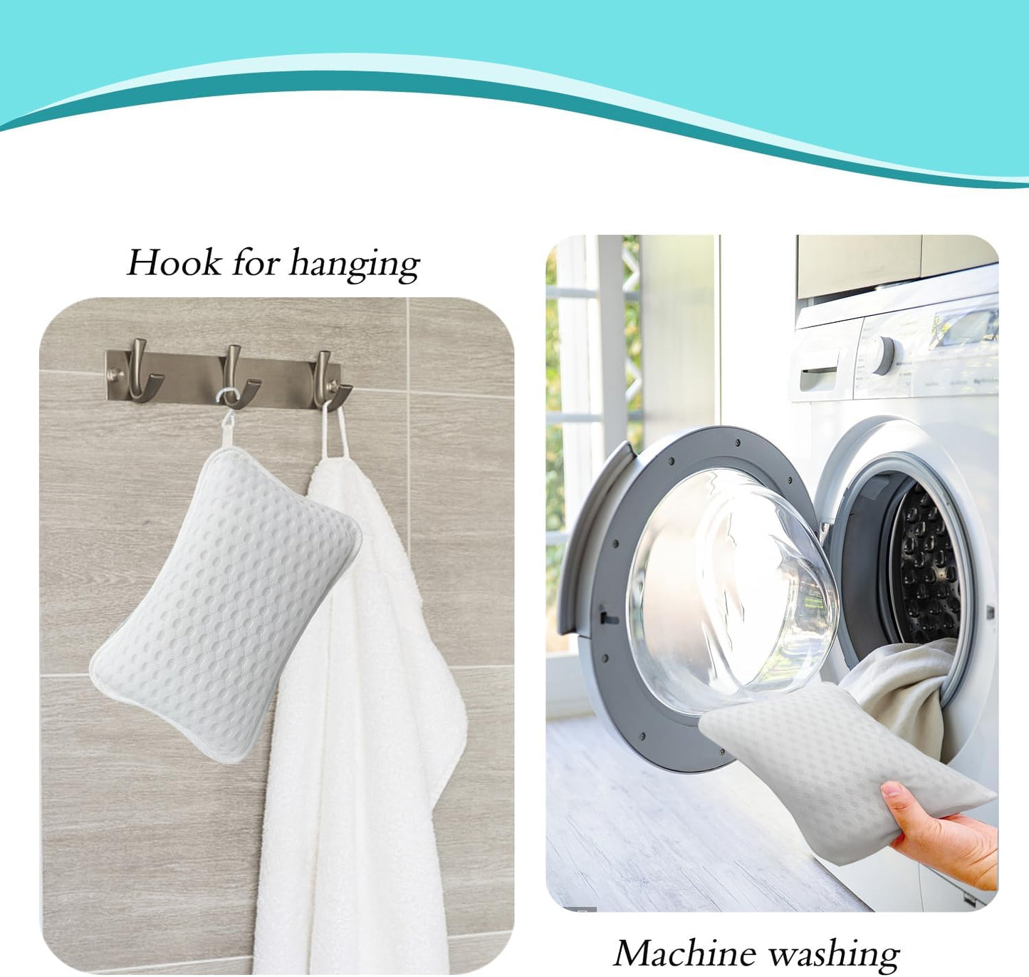 Bath Pillows for tub,Home Spa Pillows for Bathtub, Hot Tub,Head and Neck Support with 2 Strong Suction Cups,White