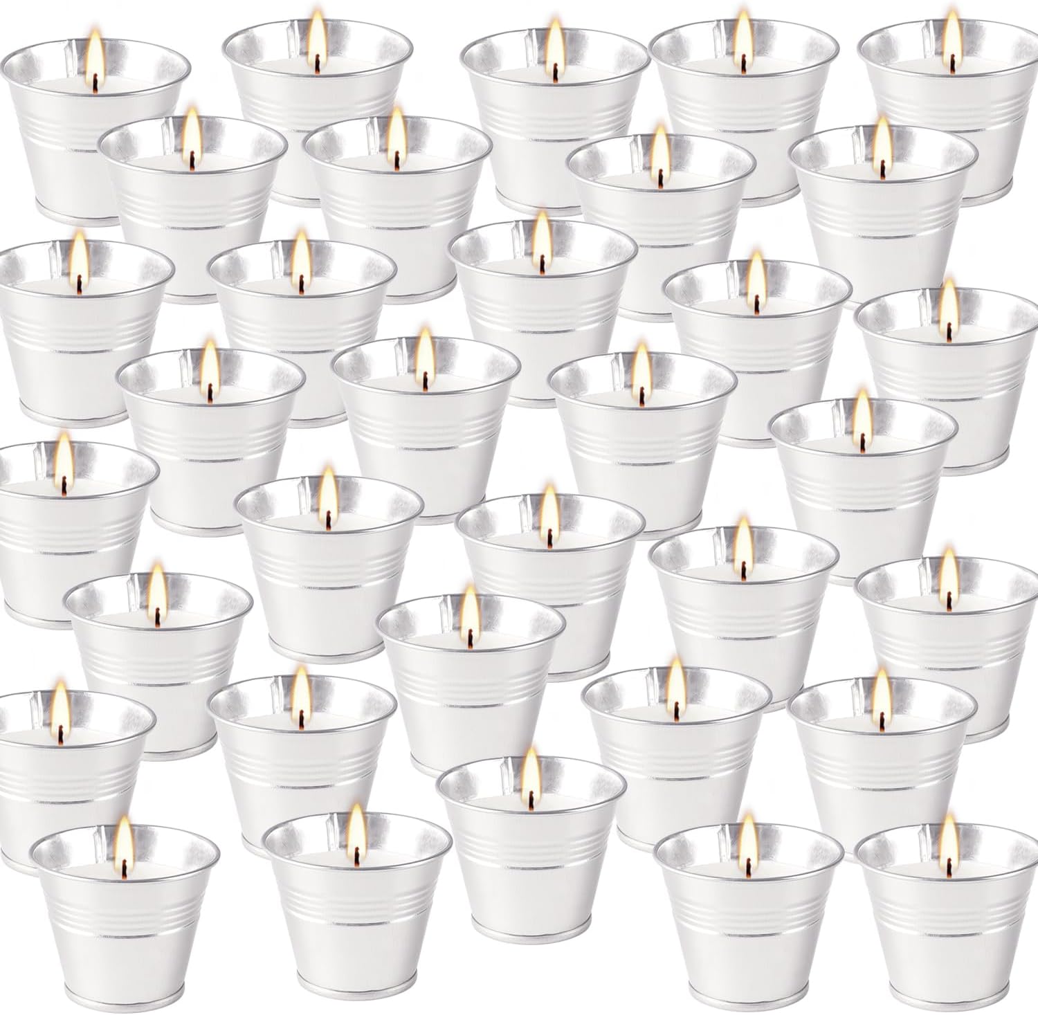 Outdoors Citronella Candles 32Pack - Garden Citronella Scented Candles, Long Burning, 2 oz Small Tin Candles Gift Sets for Home Patio Yard Indoors, Balcony, Camping BBQ & Summer Parties.