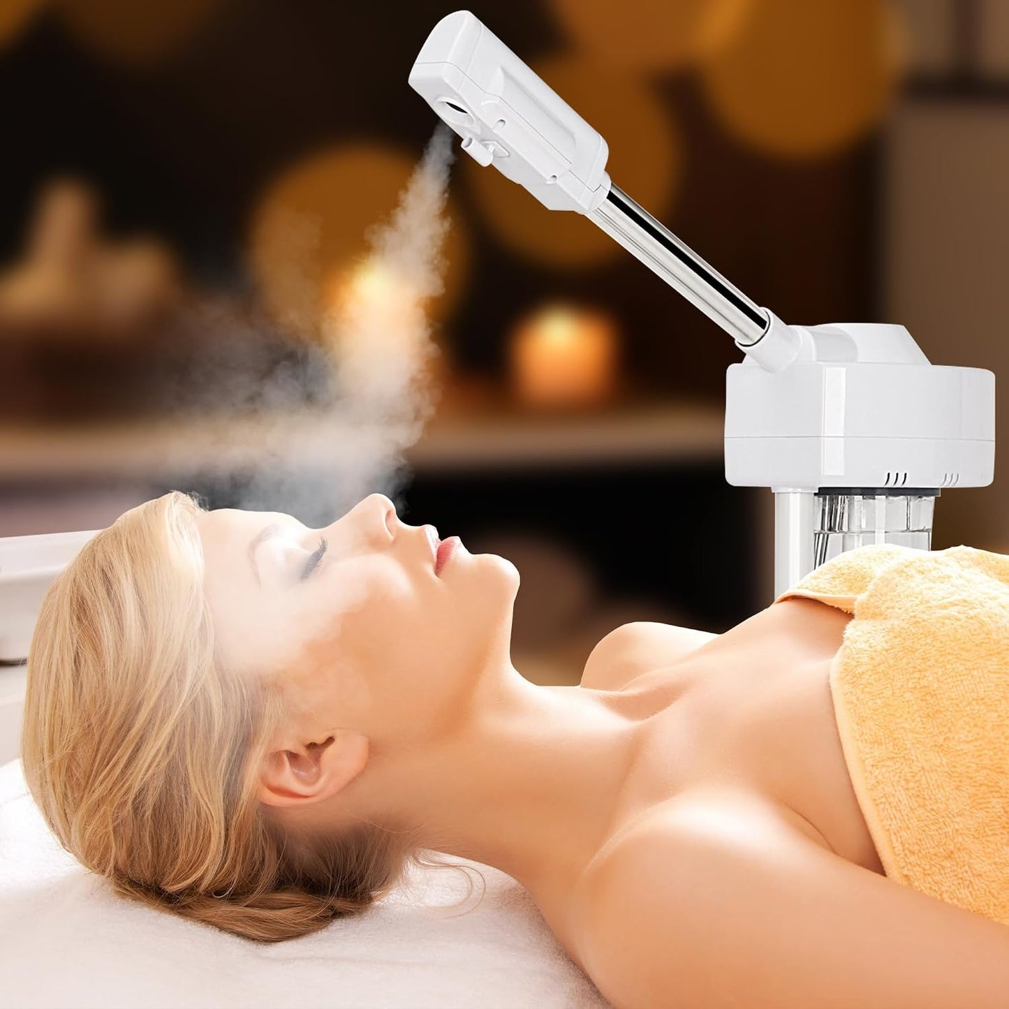 Facial Steamer On Wheels Professional Face Steamer Machine for Home Spa Facial Deep Cleaning, Ionic Ozone Hot Mist Skin Care Equipment with Stand