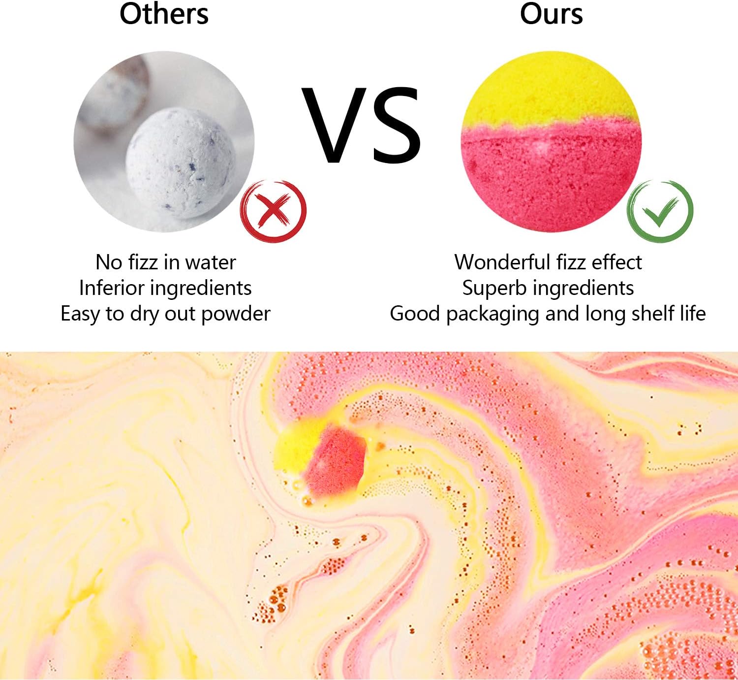Bath Bombs Gift Set, 50 Handmade Bulk Bath Bombs for Kids, Women, Men, Wonderful Fizz Effect Bath Gift for Valentine's Day, Christmas & Any Anniversaries