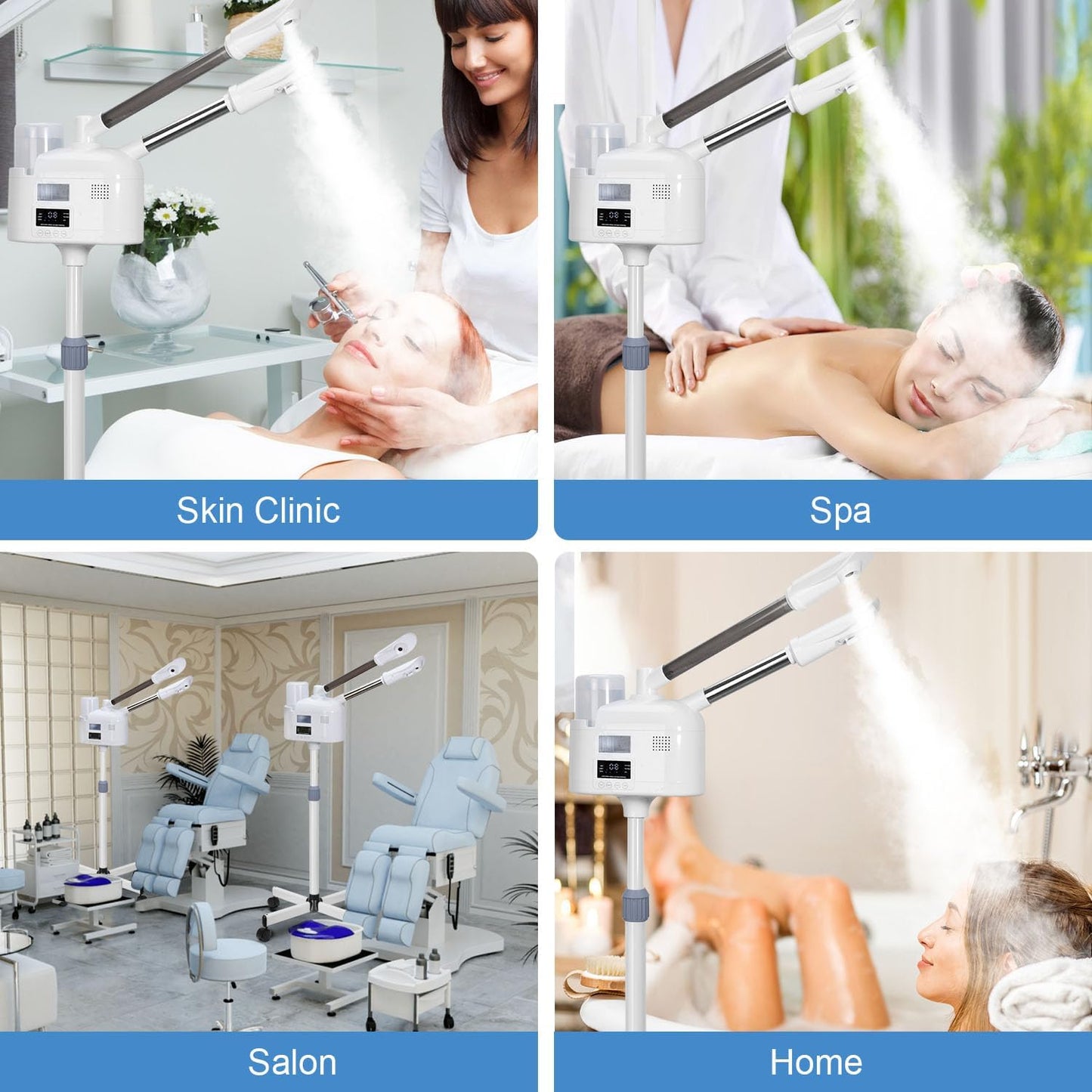 2 in 1 Facial Steamer Upgrade PTC Heating, Professional Face Steamer, Esthetician Steamer with Hot & Cold Mist Steamer for Home Beauty Salon Spa (2 in 1)