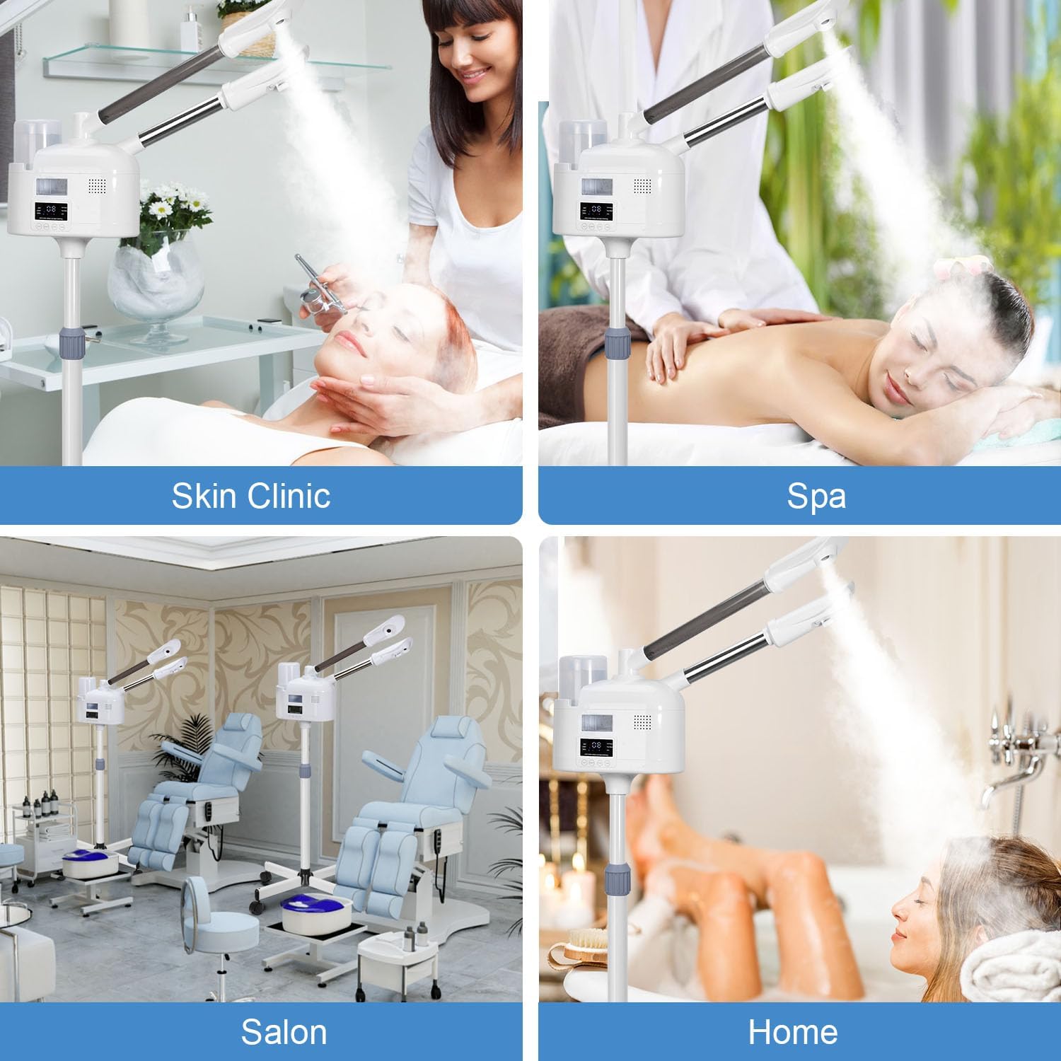2 in 1 Facial Steamer Upgrade PTC Heating, Professional Face Steamer, Esthetician Steamer with Hot & Cold Mist Steamer for Home Beauty Salon Spa (2 in 1)
