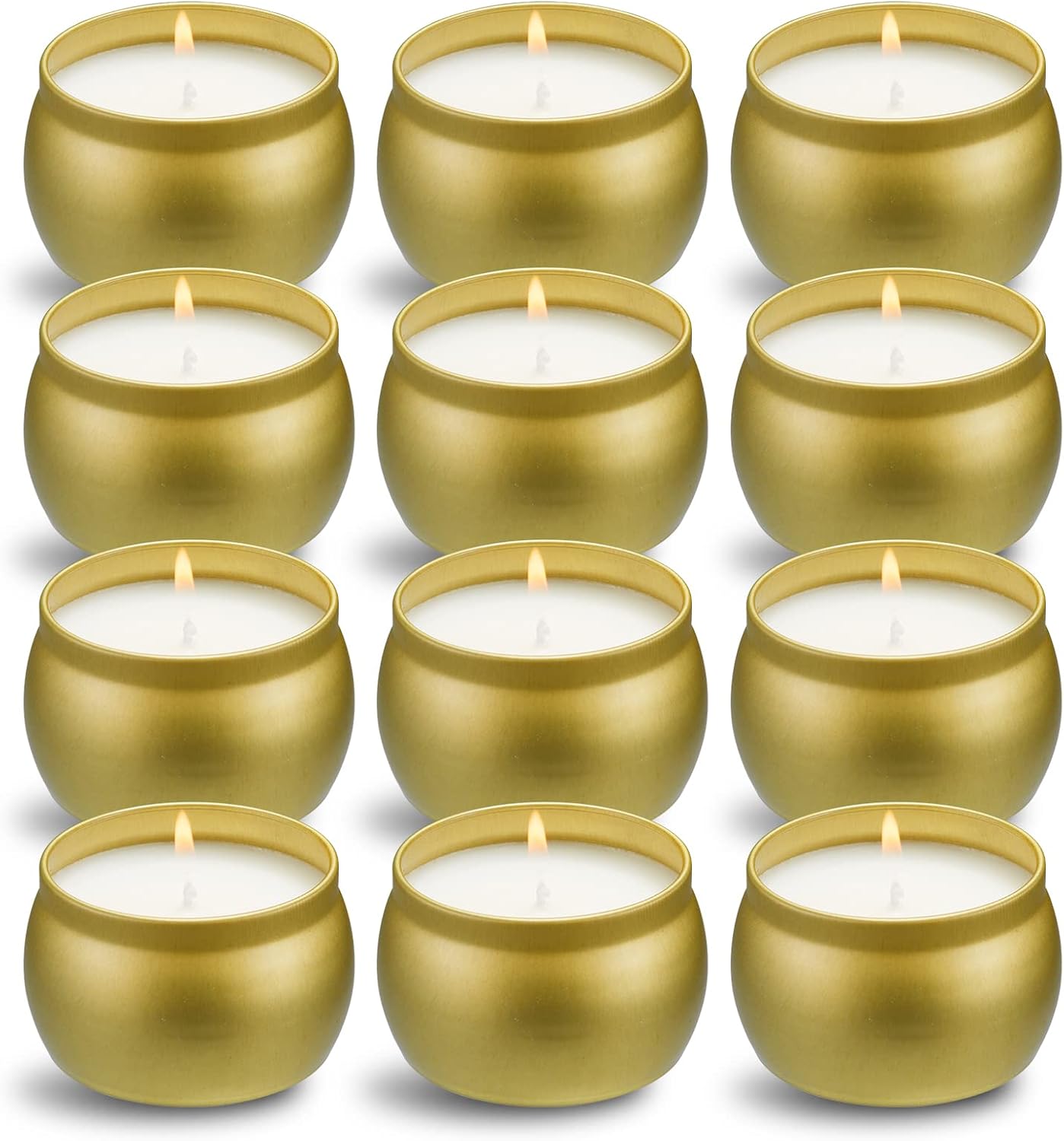 Scented Candles Gift Set, 12 Pack Natural Soy Wax Single tin 4 oz for Family Gatherings, Festive Candles