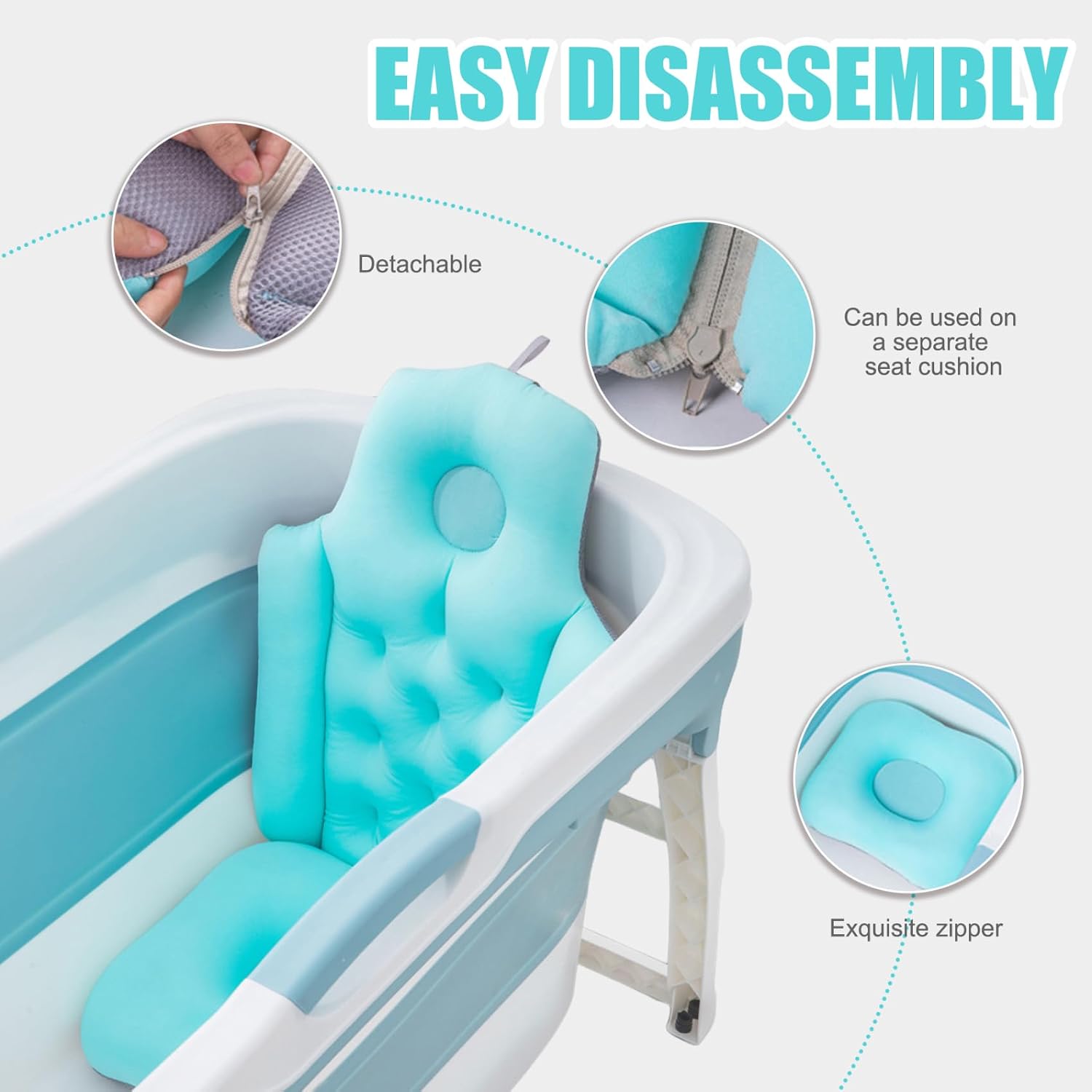 Bathtub Pillow Full Body Bath Pillow, Soft Bathtub Non-Slip, Quick Drying Tub for, Breathable Folding Bath Cushion for Tub