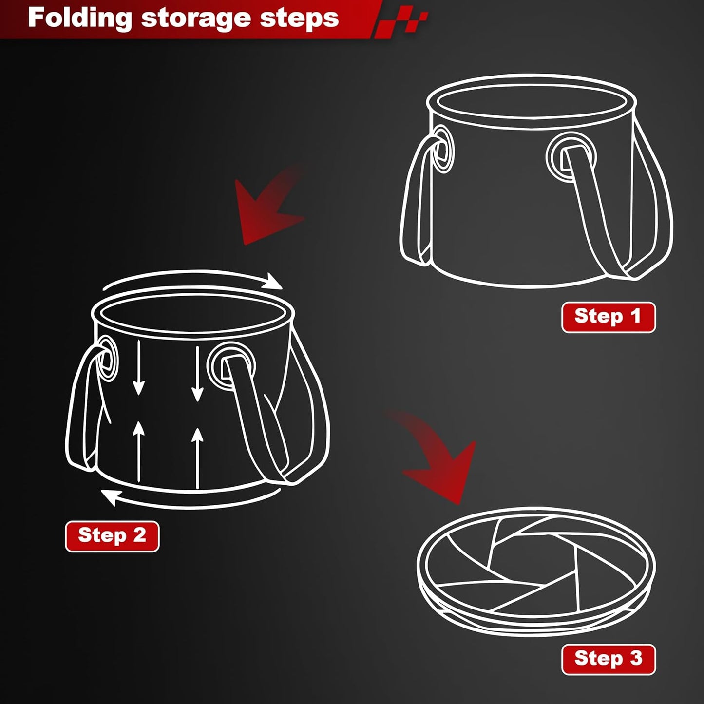 Multifunctional Collapsible Bucket,Portable Bin,Car Wash Bucket,Lightweight Foldable Bucket with Handles for Camping,Dish Washing,Laundry,Soaking Feet,Fishing,Hiking