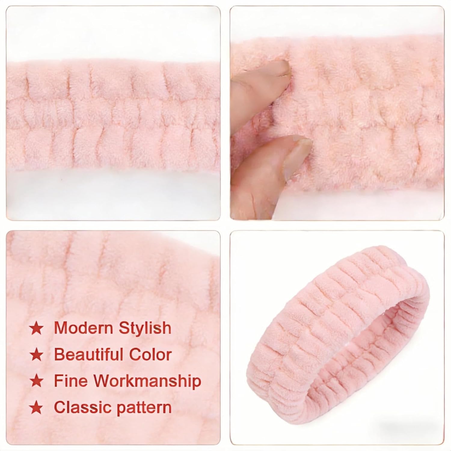 hexiaoxiao 6 Pack Microfiber Spa Headband Elastic Skin-Friendly No Slip Hairband for Women Face Wash Skincare Yoga Makeup Daily Use (White/Black/Pink/Navy/Gray/Milk White)