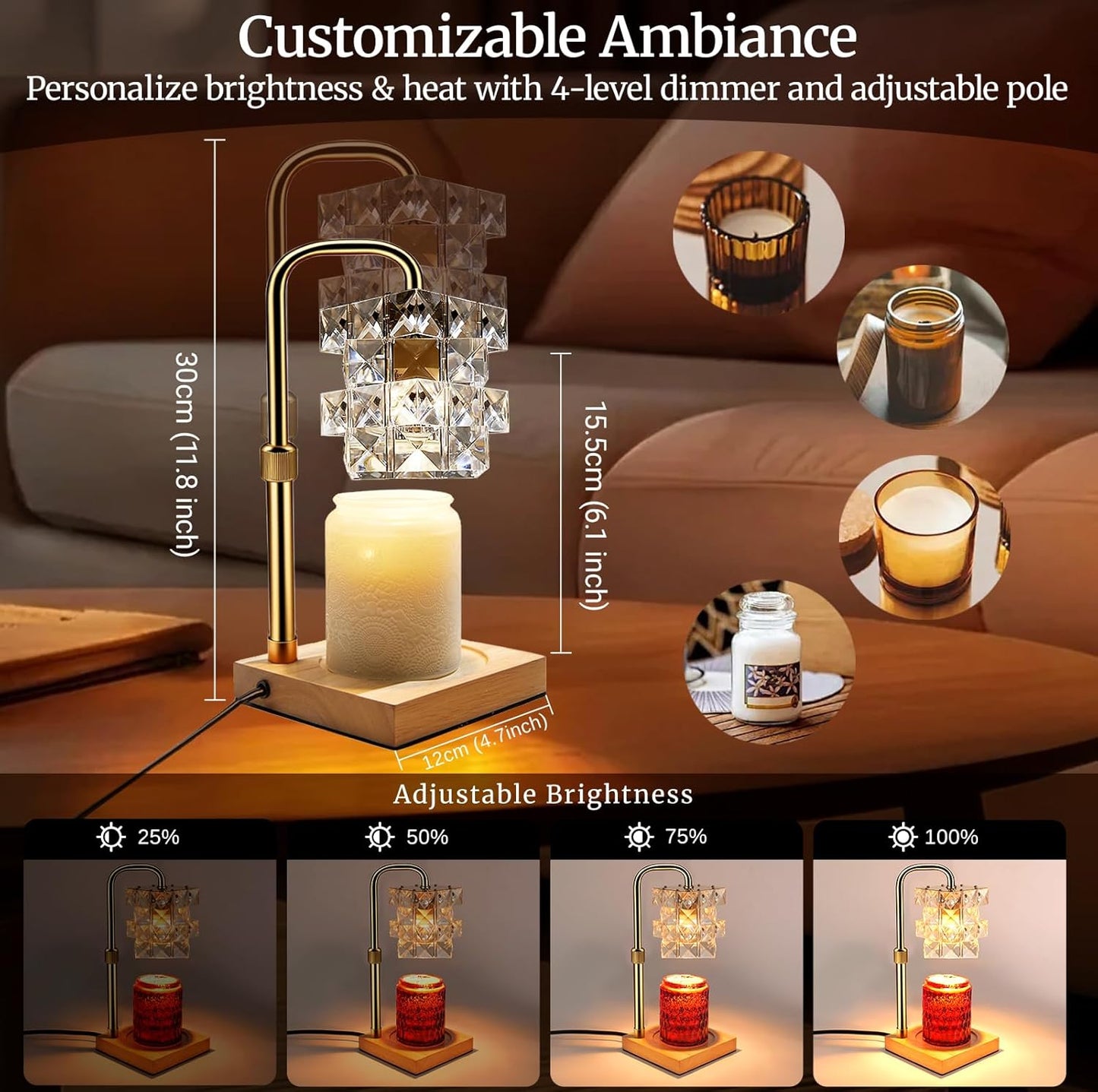 Alpharan Candle Warmer Lamp with Timer - Electric Wax Warmer for Home Desk Decor, Birthday Gifts for Women Mom Men, House Warming Gifts New Home Kitchen Office Dorm