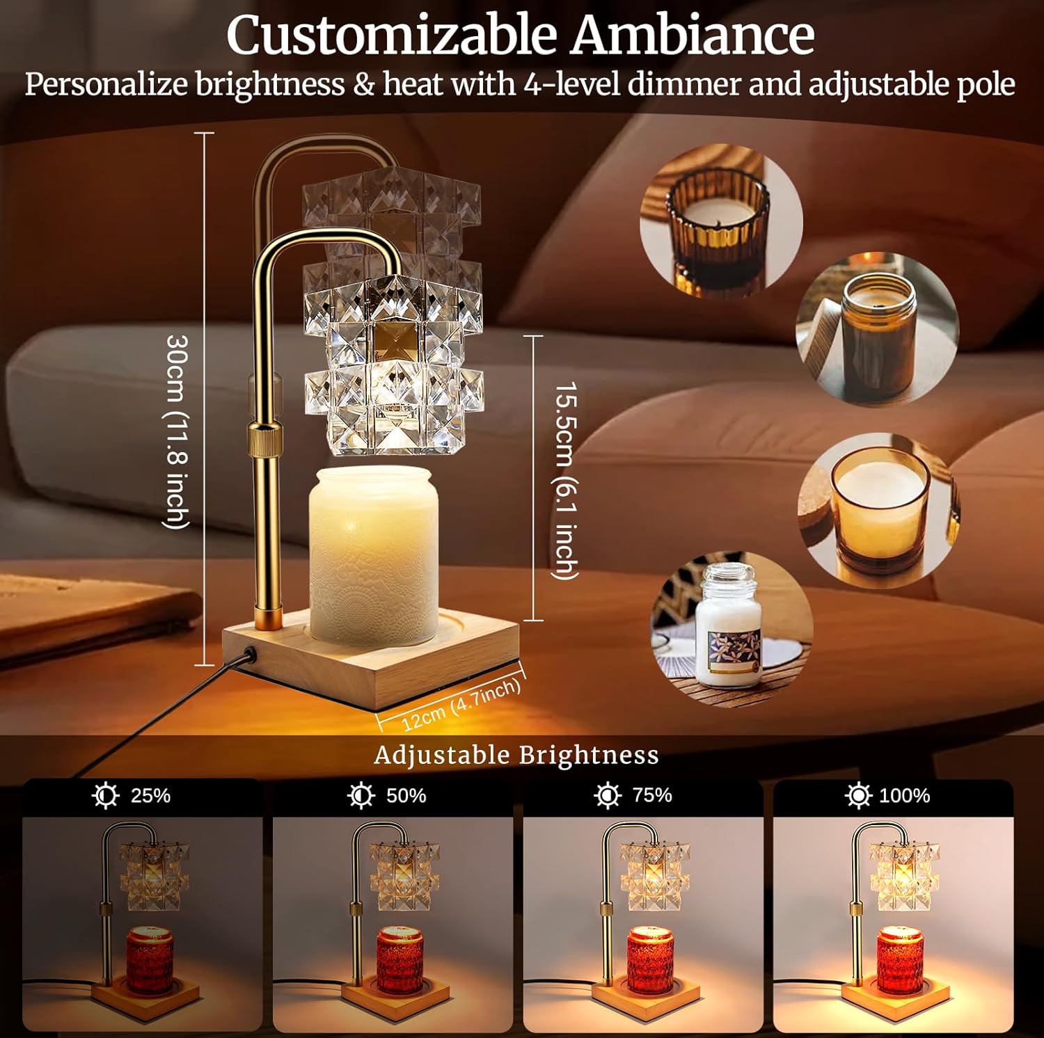 Alpharan Candle Warmer Lamp with Timer - Electric Wax Warmer for Home Desk Decor, Birthday Gifts for Women Mom Men, House Warming Gifts New Home Kitchen Office Dorm