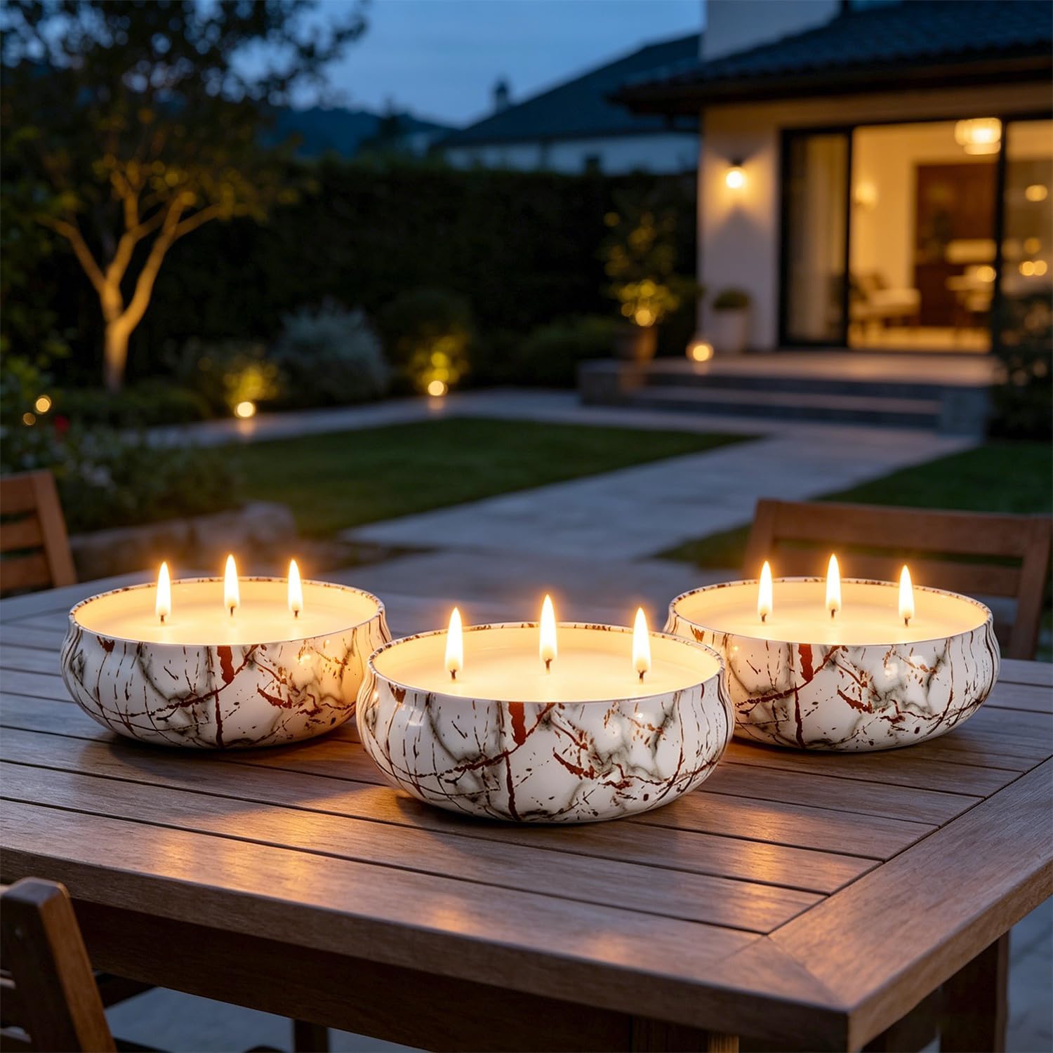 Citronella Candles Outdoor, 3 Pack Large Citronella Candle for Patio, 12oz, 3 Wick Soy Wax Candle, Long Lasting 240 Hours Total for Backyard Camping Deck Garden, Summer Indoor Outside Home Use