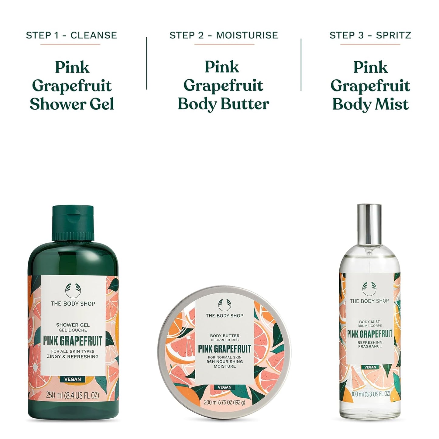 The Body Shop Pink Grapefruit Body Mist, Paraben-Free Body Spray, 3.3 Fl. Oz.
