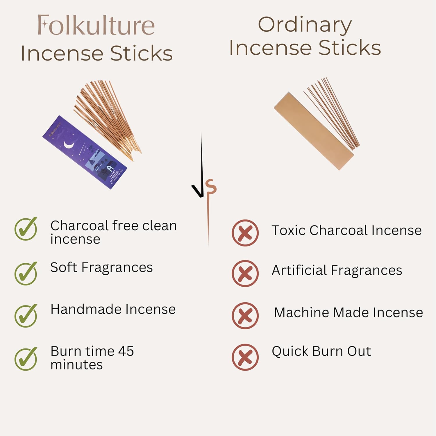 Folkulture Incense Sticks (75 Sticks) | 8" Premium Lavender & Chamomile Incense Sticks for Deep Sleep, Aromatherapy, Relaxation Gifts | No Charcoal, Non Toxic, 45 Mins, Long Burning Insence-Sticks