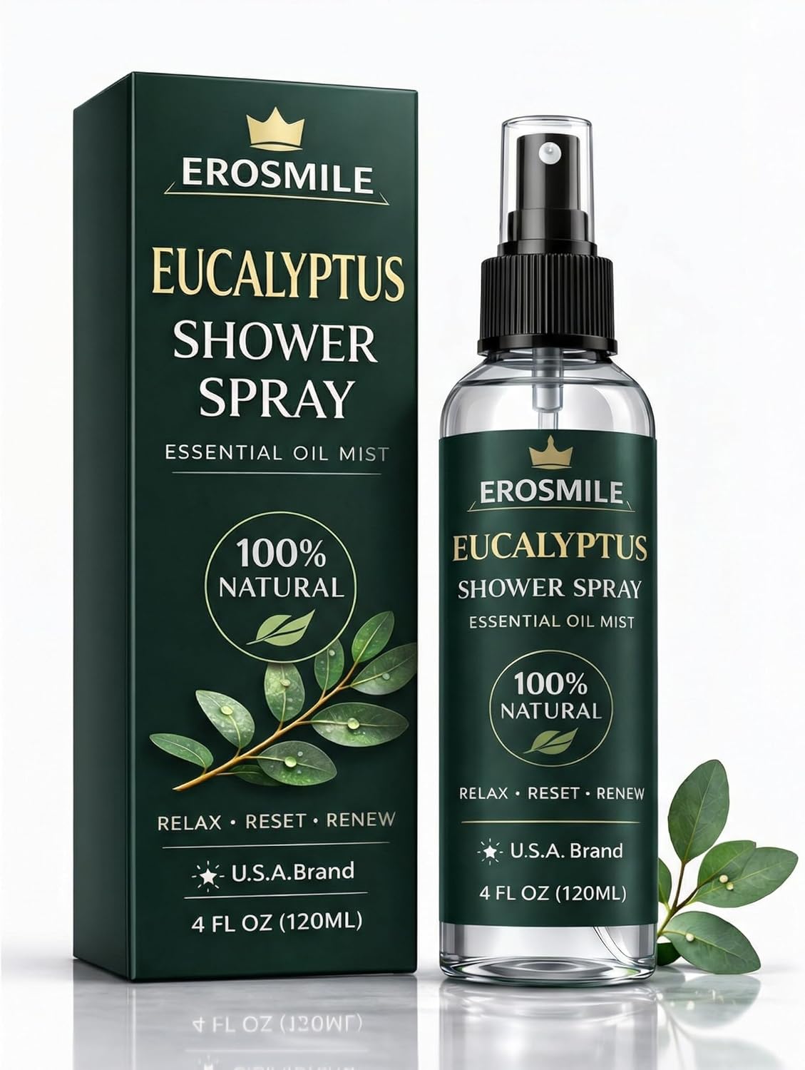 Eucalyptus Shower Spray, Pure Eucalyptus Oil Shower Mist - Sauna and Spa Steam Room Spray, At Home Spa Experience - 6.76 oz