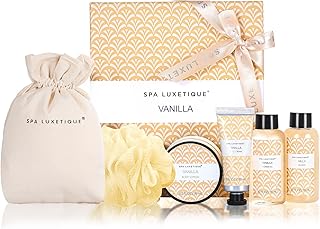 Spa Luxetique Spa Gifts for Women, 6 Pcs Vanilla Spa Kit with Bubble Bath, Self Care Bath Sets for Her, Womens Gift for Birthday Christmas Anniversary