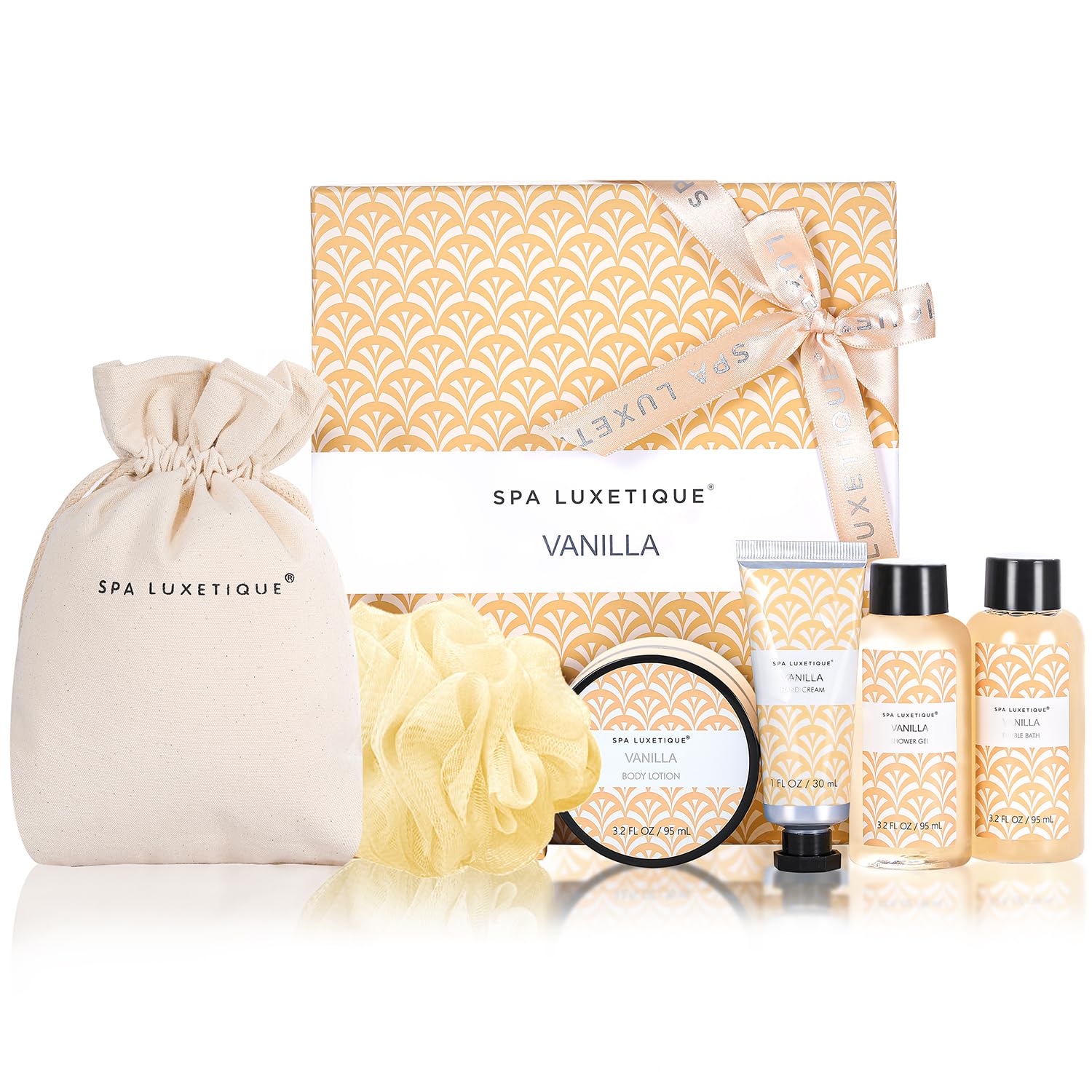 Spa Luxetique Spa Gifts for Women, 6 Pcs Vanilla Spa Kit with Bubble Bath, Self Care Bath Sets for Her, Womens Gift for Birthday Christmas Anniversary