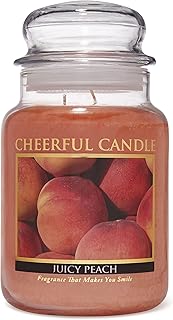 A Cheerful Giver - Juicy Peach Scented Glass Jar Candle (24 oz) with Lid & True to Life Fragrance Made in USA