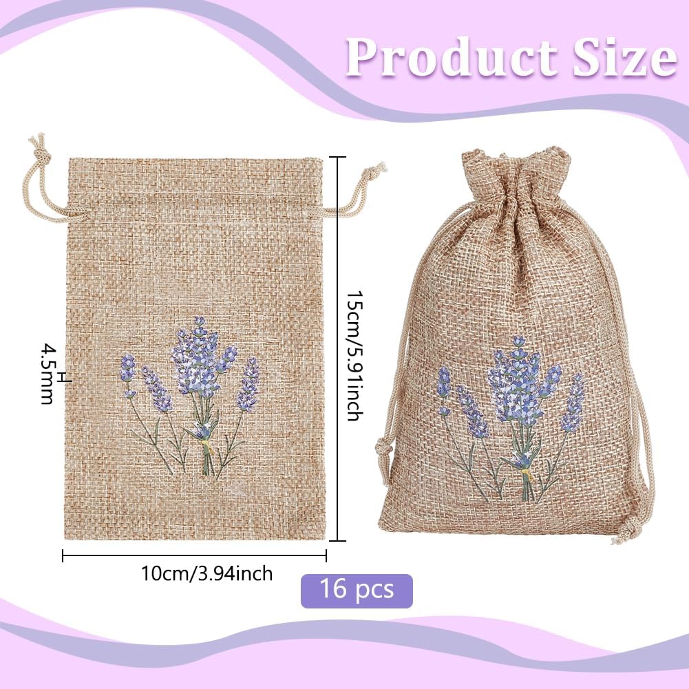 BENECREAT 16Pcs Lavender Bags, Sachet Empty Bags with Drawstring Small Linen Pouch for Filling Spice Jewellery Wedding, 5.9x3.9 Inch