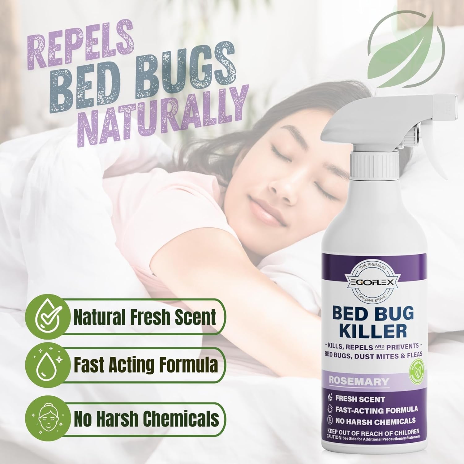 Bed Bug Spray for Home, Mattress, Furniture & Carpet – Bed Bugs Killer Treatment for Dust Mites, Fleas & Lice – Natural Essential Oil Pest Control Spray - 16 Fl Oz