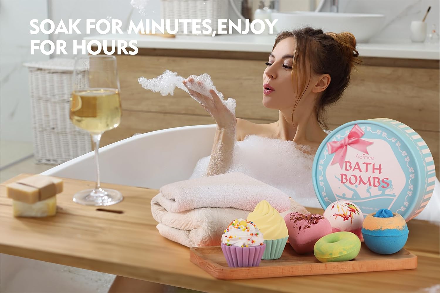 Aofmee Bath Bombs, 6 Natural Bath Bomb Gift Set for Women Kids Girls, Handmade Bathbombs for Bubble Spa Bath, Birthday Mothers Day Gifts Ideal for Her/Him, Wife, Girlfriend