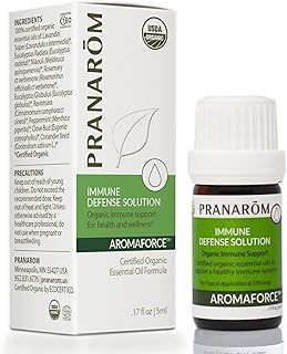 Pranarom - Aromaforce Immune Defence Wellness Blend - Eucalyptus, Rosemary, Peppermint, Corriander, and Clove Bud - 100% Pure Essential Oil Blend | USDA and ECOCERT Certified Organic (5ml)