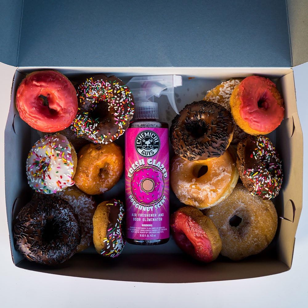 Chemical Guys AIR23304 Fresh Glazed Doughnut Scent Premium Air Freshener and Odor Eliminator, (Great for Cars, Trucks, SUVs, RVs, Home, Office, Dorm Room & More) 4 fl oz