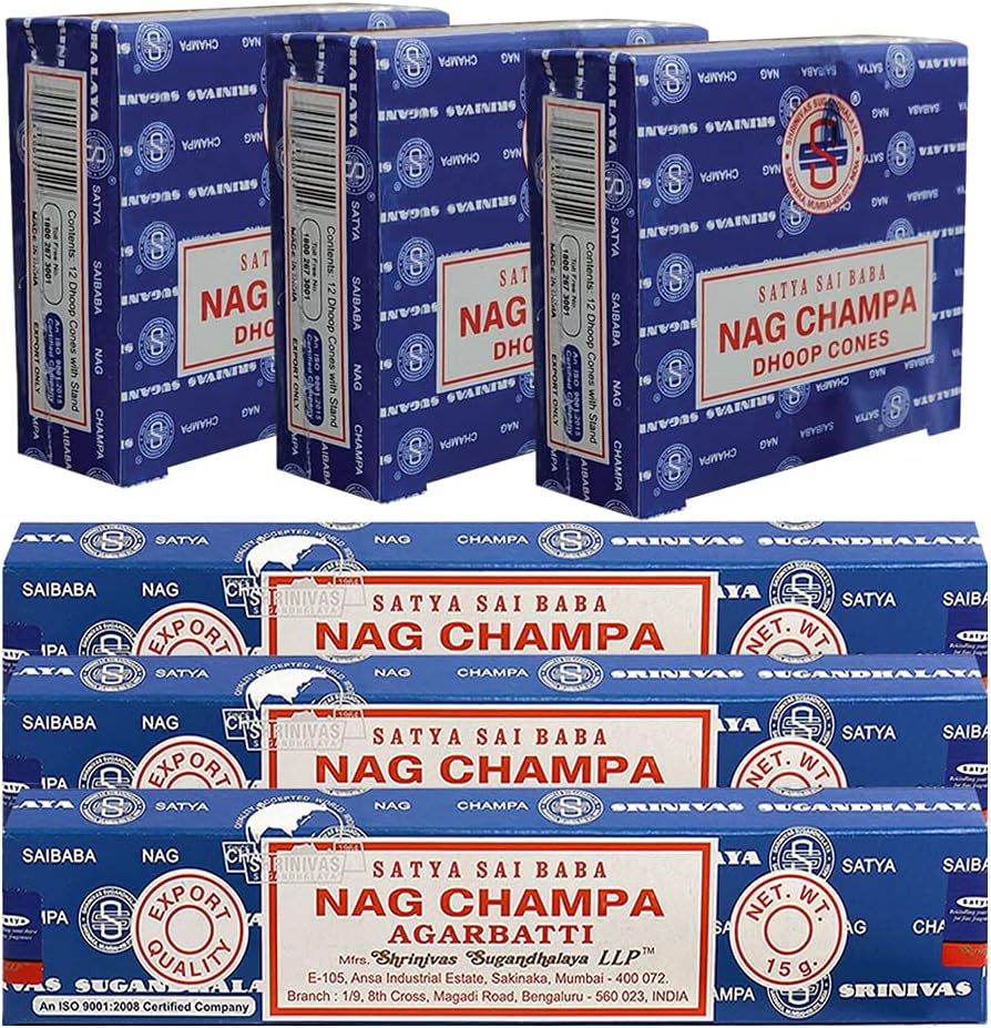 Nag Champa Incense Sticks and Nagchampa Incense Cone Variety Pack Bundle Insence-Sticks Insence Insense Insiensos