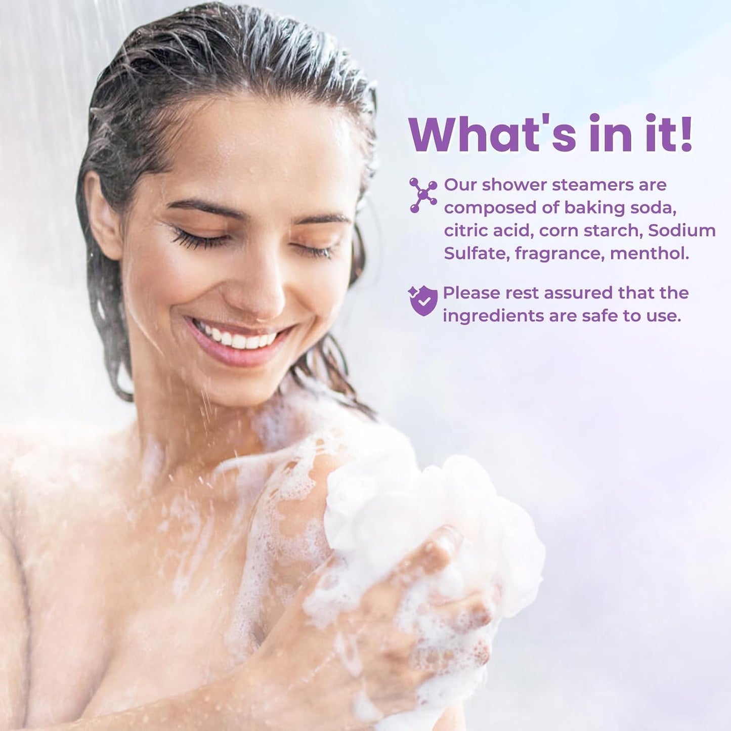 CalmNFiz Shower Steamers 8 Scents - Shower & Bath Bombs with Organic & Natural Fragrances for Teens and Adults - Birthday, Christmas Day Gift for Women Who Have Everything（Green + Purple）