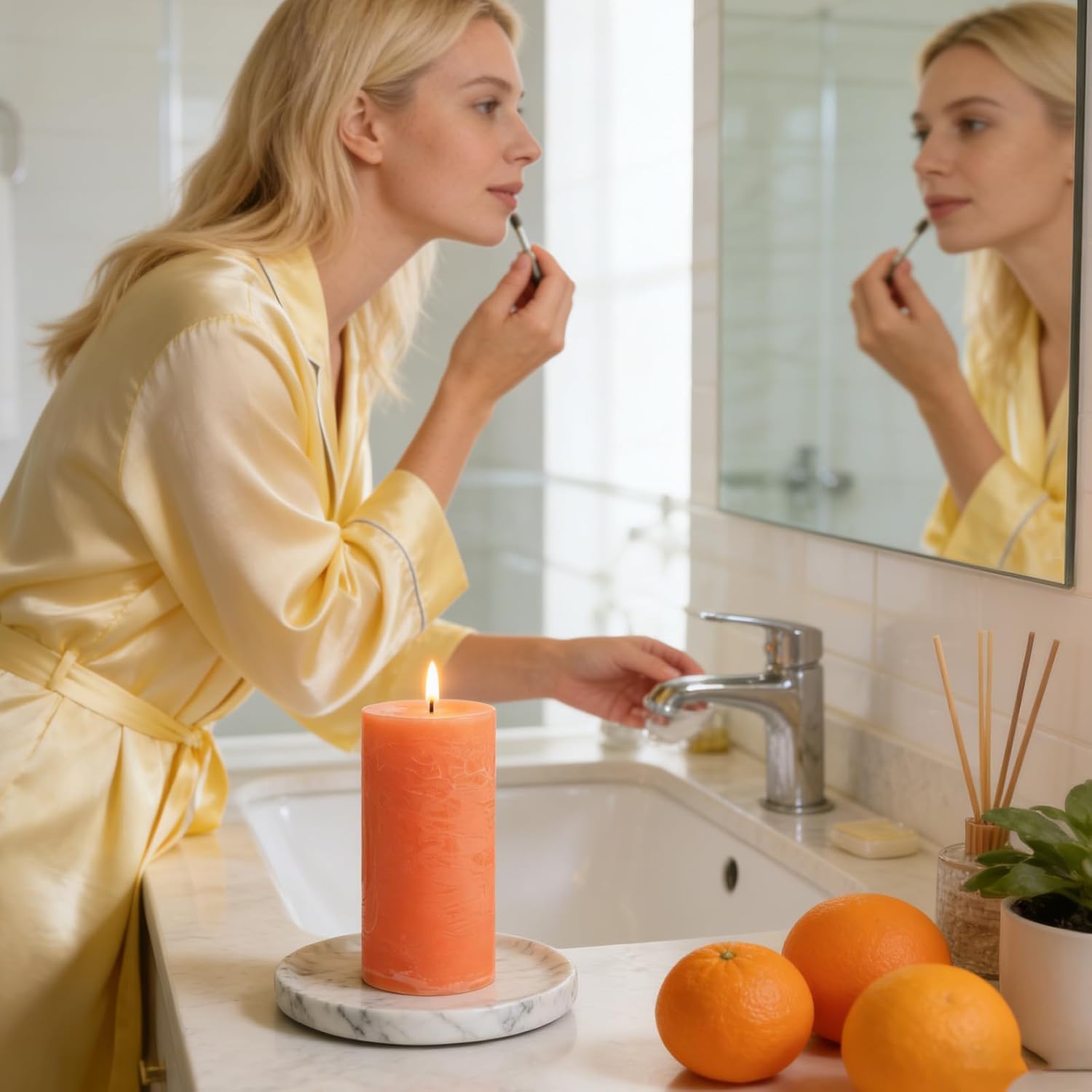 Fruity Scented Pillar Candle - 2.8x6 Inch, 75-Hour Burn, Pineapple & Grapefruit Luxury Aromatherapy Candle, Sweet Fruit Scent Pillar Candles for Home, Natural Fragrance Candle for Air Purify