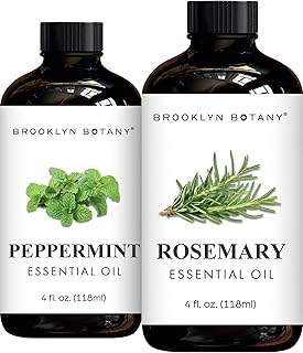 Brooklyn Botany Peppermint & Rosemary Essential Oils – 4 Fl Oz (Pack of 2) – 100% Pure & Natural – Premium Grade Aromatherapy Oils – Mental Clarity Blend