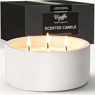 Viyffo 20oz Large White Scented Candle for Women – Vanilla Dreamscape, 3 Wick Non Toxic Soy Candle, Matte Ceramic Jar, Luxury Home Fragrance, Elegant Room Decor & Premium Gift